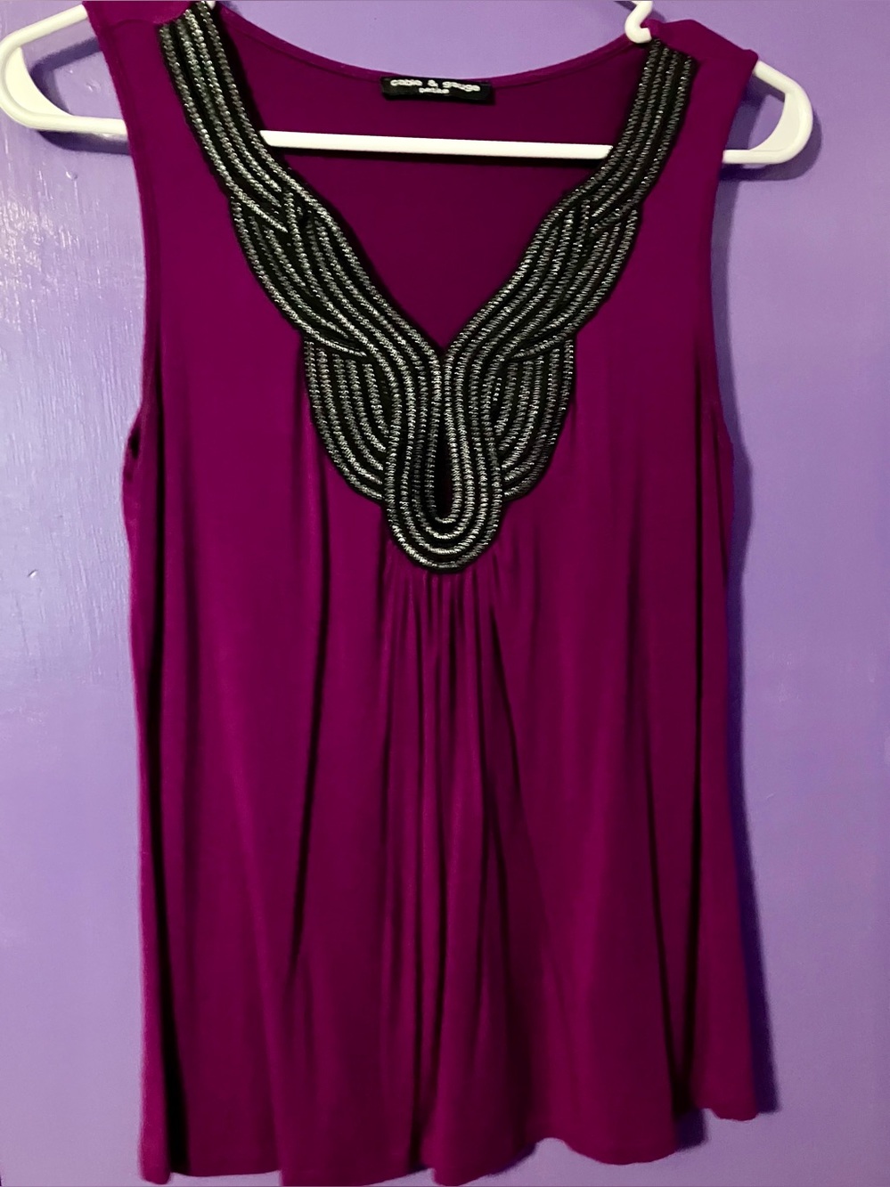 Cable & Gauge Magenta Sleeveless Tank Top